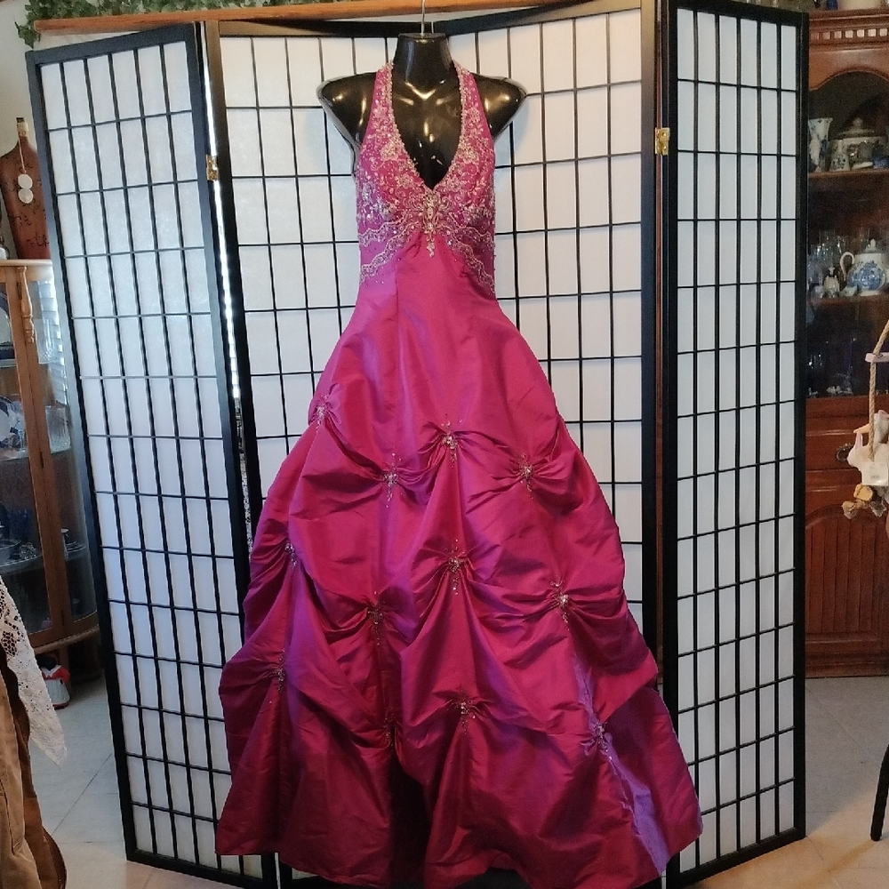 Elegant Purple Halter Gown
